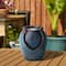 Glitzhome® 9.25" LED Turquoise Leaf Textured Ceramic Jar Tabletop Fountain